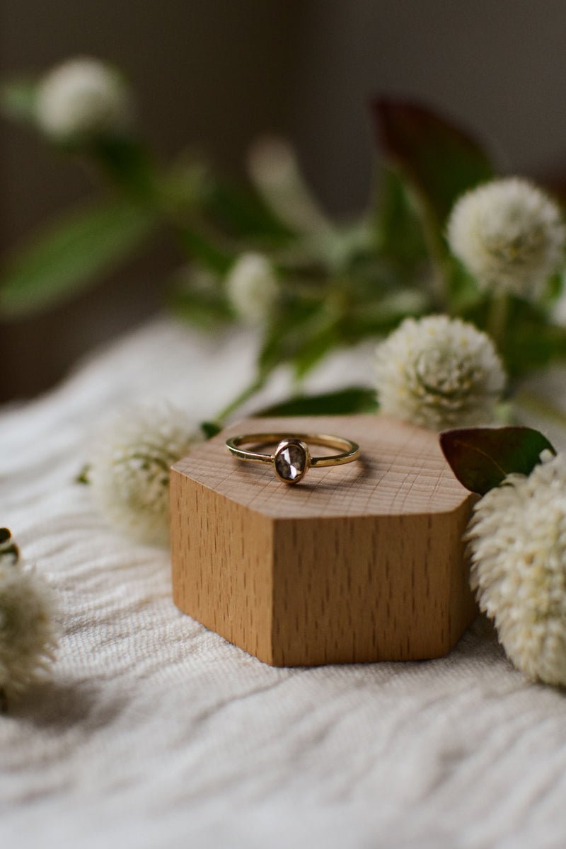 Salt + Pepper Diamond Ring 14k Gold