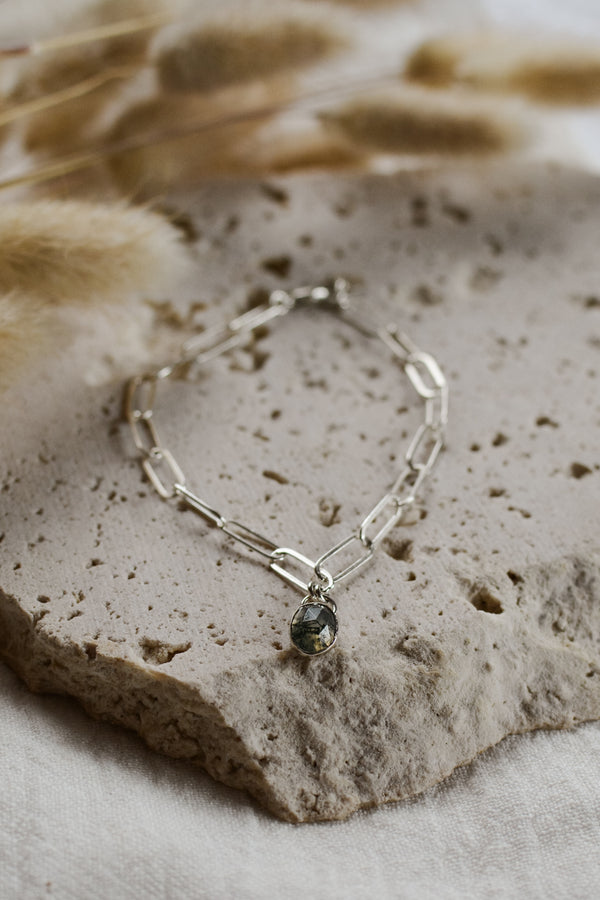 Moss Agate Paperclip Bracelet